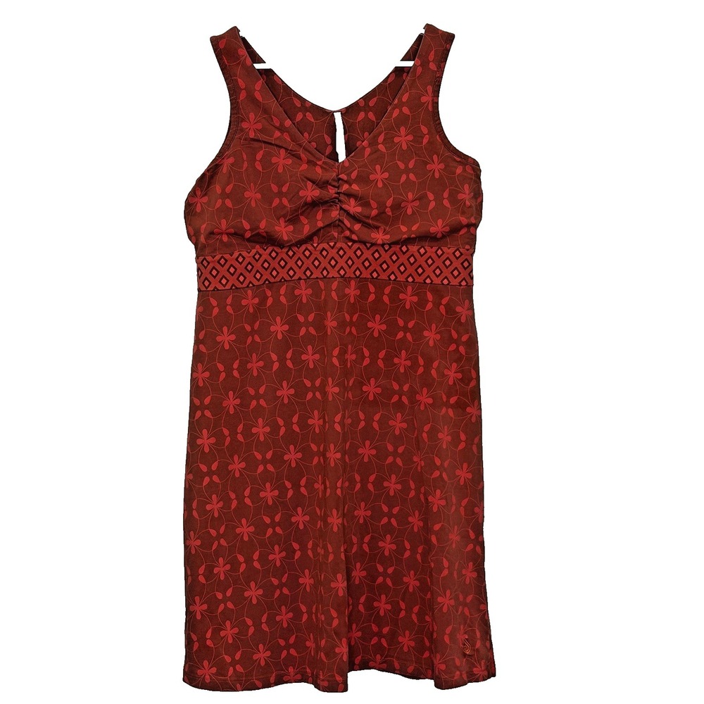 Isis Empire Waist Athletic Dress Size Medium Red Floral Sleeveless Cotton Blend